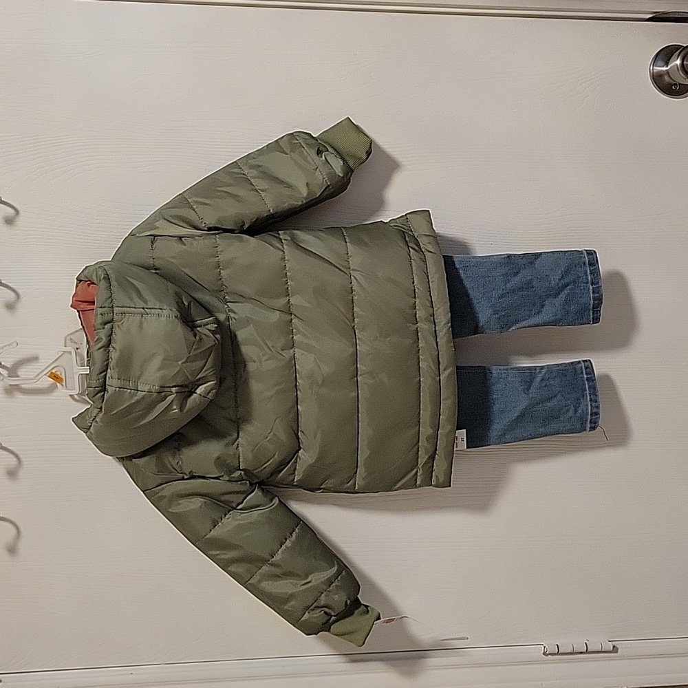 New With Tag Girls 3 Piece Set Jacket Top Jeans Sage Green Size 3T Long Sleeved - Picture 3 of 10